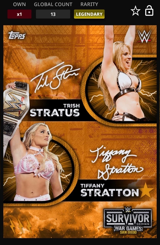 WWE Topps Slam Survivor Series DIGITAL Tiffany Stratton Trish Legendary 25 CC - Image 1 of 1