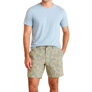 Pantalones Cortos Jachs Bleecker Para Hombre Caqui y Azul Estampado Floral Elástico Sarga Talla 33 Nuevos con Etiquetas - Imagen 1 de 15