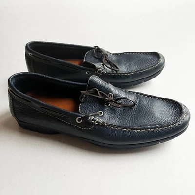 Sandro Moscoloni Sandrino Luigi Zapatos Mocasines Hombres 11 D Azul Marino Cuero Guijarro Foto 1 de 4