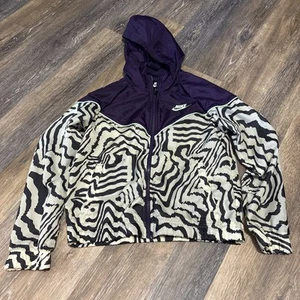 Nike Girls Windbreaker Jacket Size XL Purple Zebra Print Pattern - Picture 1 of 12