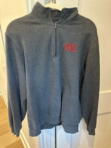 EUC Theta Chi Fraternity Sport Tek Grey 1/4 Zip Sweatshirt Embroidered Letters M - Picture 1 of 4