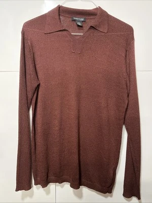 Blusa Kenneth Cole New York marrom tecido manga longa média colarinho - Imagem 1 de 4