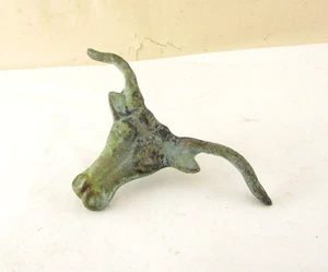 Stierkopf Form Antik Stil Handarbeit Messing Türgriff Schublade Zug Wanddeko - Bild 1 von 9