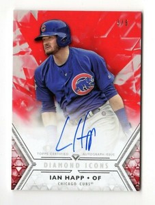 IAN HAPP MLB 2018 TOPPS DIAMOND ICONS AUTOGRAPH RED # 3 / 5 RARE (CHICAGO CUBS)