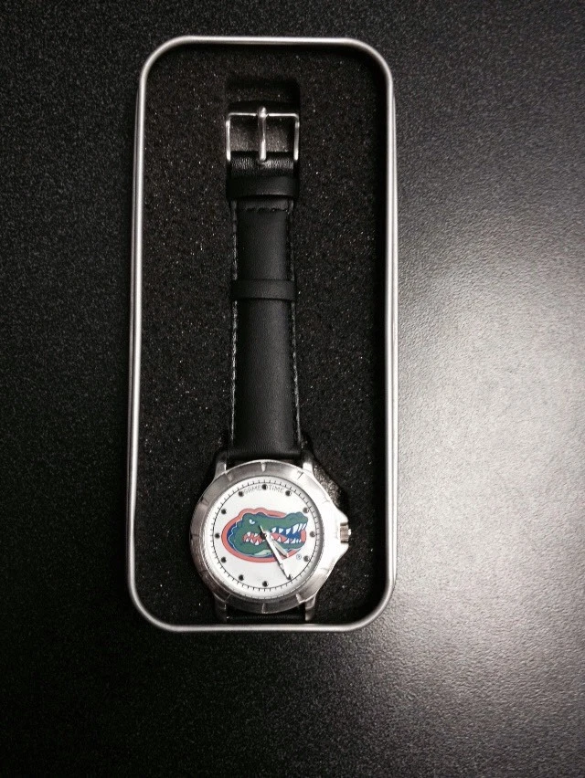 Reloj UF Florida Gators Game Time Nuevo Correa de Cuero Negro Foto 1 de 1
