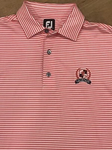 Footjoy Polo Shirt Large Coral White Striped Legends Myrtle Beach Men’s Golf L - Picture 1 of 12