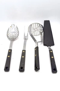 Ekco Forge Two Men Rivet Slotted Spoon Fork Masher Serrated Server Stainless - Bild 1 von 6