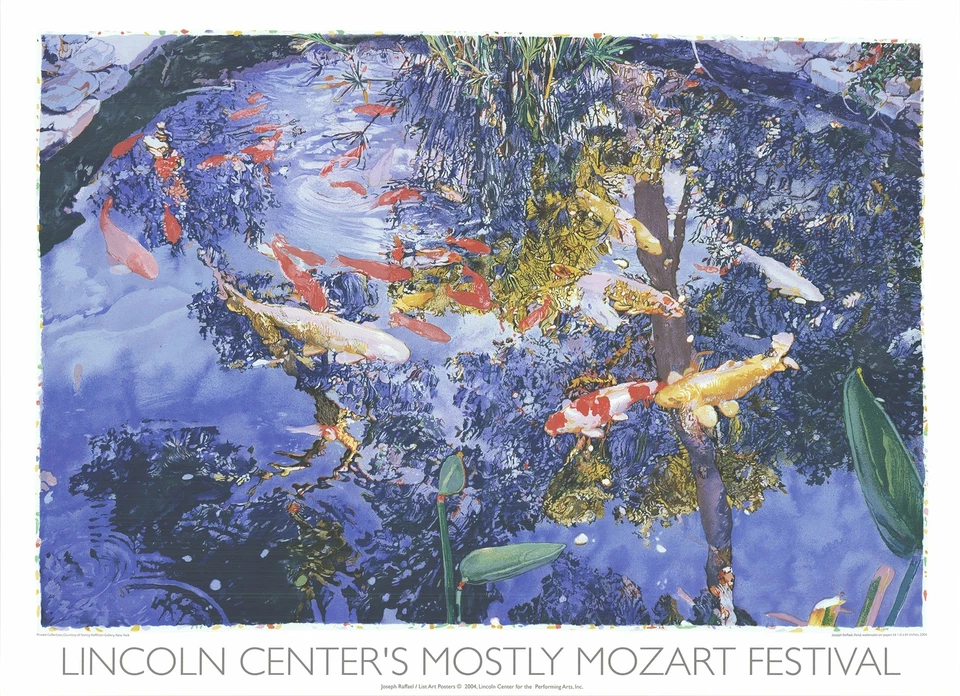 RAFFAEL, JOSEPH JOSEPH RAFFAEL Pond with Goldfish 33.25" x 45.75" Serigraph 2004 Realism Blue, M