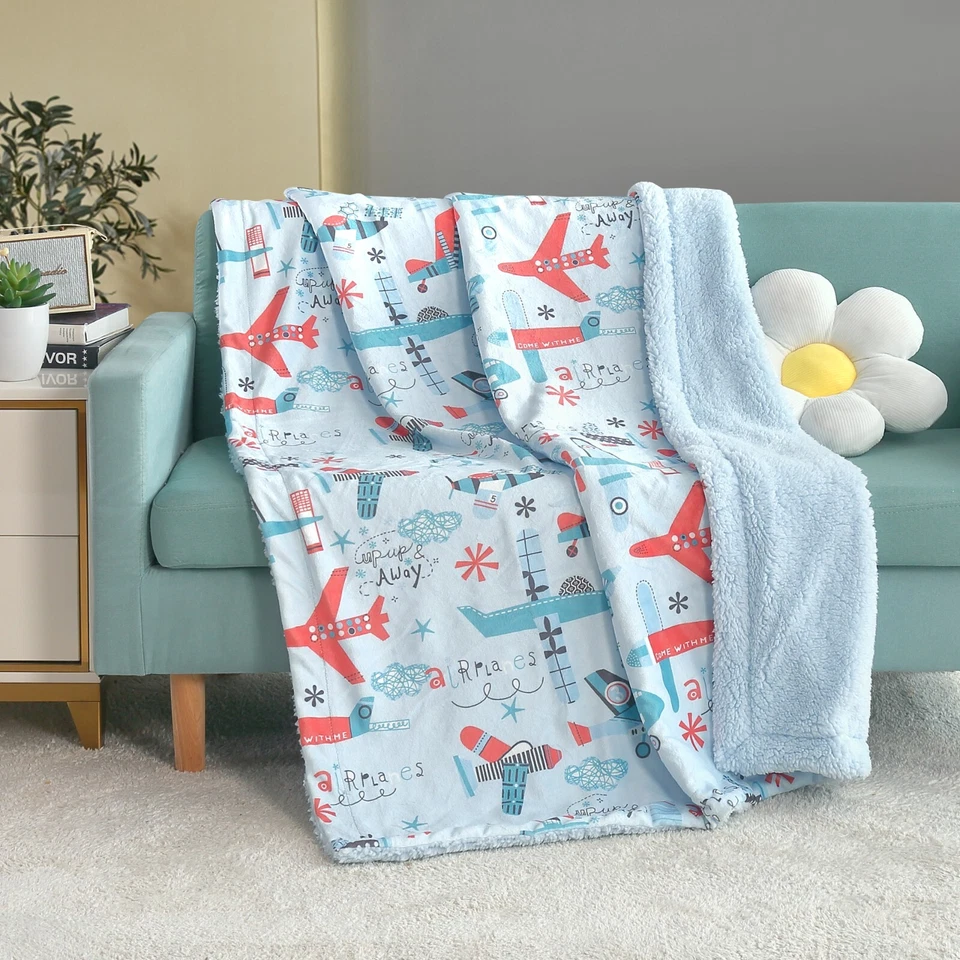 Printed Baby Kids Soft Warm Flannel Fleece Kiddie Throw Sherpa Blanket, 40 x 50” - Image 1 of 4