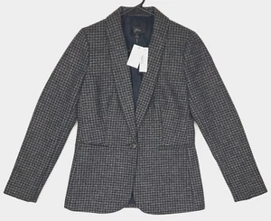 J. Crew Damen Blazer Gr. 2 100% Wolle Parke Hahnentritt Schwarz/Schiefergrau Neu - Bild 1 von 24