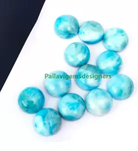 Rare Pectolite Larimar Round 6mm Loose Calibrated Cabochon Jewelry Gemstone - Picture 1 of 4