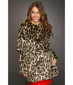 NICOLE MILLER LEOPARD FAUX FUR COAT LEOPARD #XL $249 - Picture 1 of 7