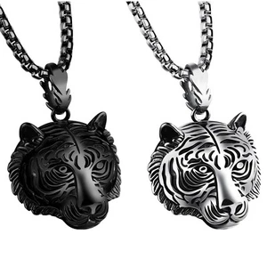 Männer Anhänger 60cm Kette Edelstahl Tiger Kopf Schmuck Punk Herren Halskette - Bild 1 von 6