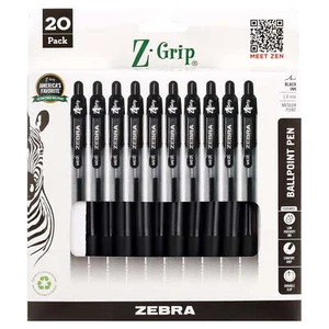 Retractable Ballpoint Pens, 1.0mm, Medium Tip, Black Ink, 20-Count - Picture 1 of 4