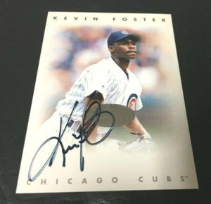 KEVIN FOSTER AUTOGRAPH 1996 LEAF SIGNATURE SERIES AUTHENTIC CERTFIED SILVER CUBS - Picture 1 of 2