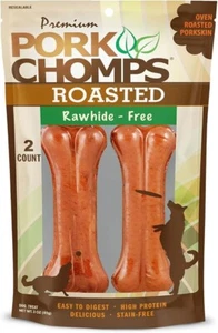 Pork Chomps Roasted Pressed Pork Skin Dog Chews, 4.5-inch Bone, 2 Count - Picture 1 of 3