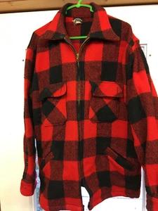 MW2 Vintage Winter King Herren rot/schwarz Wolle durchgehender Reißverschluss Jacke mit Taschen  - Bild 1 von 5