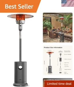 Elegant Gray Outdoor Patio Heater - 50,000 BTU, Stainless Steel & Safety System - Picture 1 of 12