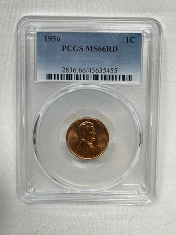 1956-P US Lincoln Wheat Cent Penny Uncirculated PCGS MS66 RED Cover