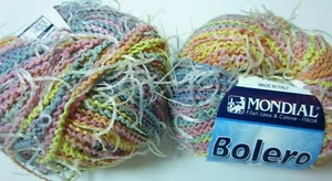 2-4 Ball MONDIAL BOLERO Cotton Yarn Lot pink Green Blue Lash Eyelash Ribbon 964 - Picture 1 of 2