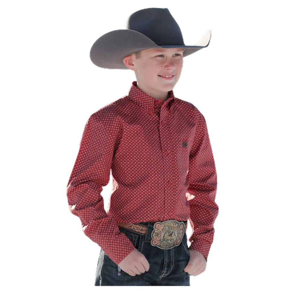 MTW7060327 Cinch Boys Long Sleeve Buttondown Western Shirt - Red Print NEW - Image 1 of 1
