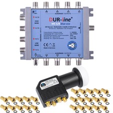 DUR-line Digital SAT MS 5/8 BLU eco 1 Satellit ohne Netztel + Quattro 4K LNB 3D