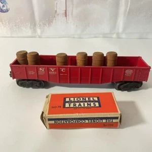Postwar Lionel 6462-125 Red New York Central Gondola with 362-78 6 BARRELS - Picture 1 of 18