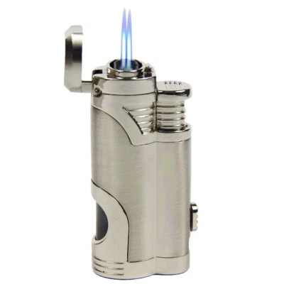 Butano Recargable Doble Antorcha Llama Corte Puro Regalo para Hombre Cumpleaños Navidad Foto 1 de 4