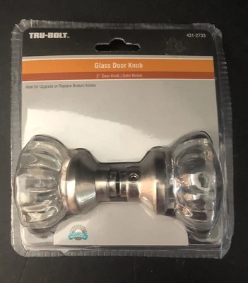 Juego de perillas de puerta de cristal transparente de alta resistencia Tru Bolt tono plateado cepillado Foto 1 de 4