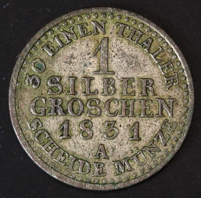 PRUSSIA 1 Groschen 1831 A - Silver 0.222 - Friedrich Wilhelm III. - VF - 4318 - Image 1 of 2