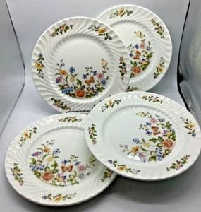Aynsley Cottage Garden Salad Plates,Swirl Flowers Butterflies, 8.25”, Set of 4 - Picture 1 of 5