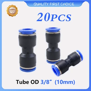 Unión recta neumática de aire de 20 piezas, tubo OD de 3/8" (10 mm), conexión push-in - Imagen 1 de 7
