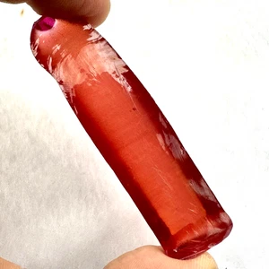 LAB CREATED 26.36 PADPARASCHA ORANGE SAPPHIRE ROUGH CORUNDUM Half Boule GEMSTONE - Picture 1 of 4