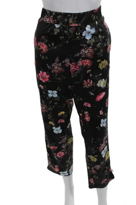 Pantalones de mujer Pam & Gela recortados con cordón floral al tobillo negros talla L Foto 1 de 4