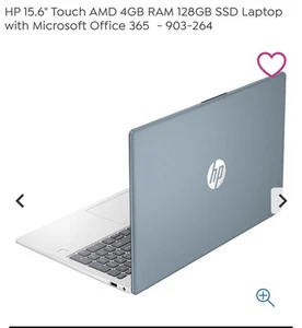 HP 15.6" Notebook/Laptop PC AMD Athlon 712OU 4GB 128GB SSD WiFi w/Microsoft Off. - Picture 1 of 2