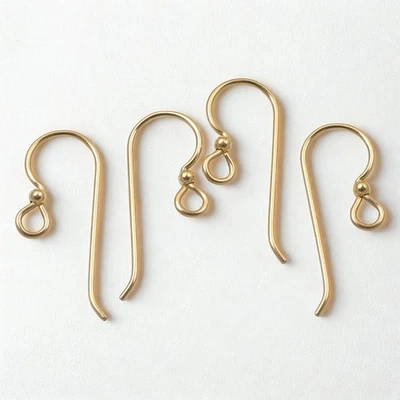 4 cables de oreja rellenos de oro premium + cuentas de acento de 2 mm - 14/20 rellenas de oro - Hecho en EE. UU. Foto 1 de 4