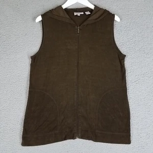 Gilet con cappuccio donna Chico's Travelers 2/large Slinky full zip viaggio marrone - Foto 1 di 11