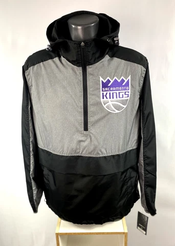 SACRAMENTO KINGS Pull Over Light weight quarter zip hooded Jacket MED., LARGE XL Cover