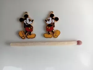 Small Coloured Micky Mouse Charms/ Earings c.1980 - A1 Condition, Gold Metal - Picture 1 of 4