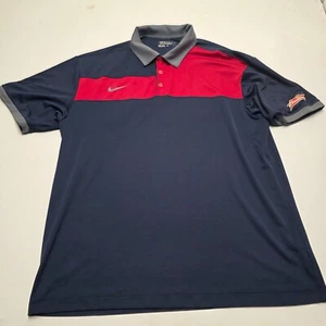 Nike Budweiser Polo Shirt Mens XL Blue Red Logo Short sleeve DriFit Golf Tour - Picture 1 of 11