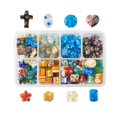 165pcs/box Millefiori Glass Beads Lampwork Drilled Mixed Shape Jewelry 8~17mm - Image 1 of 4