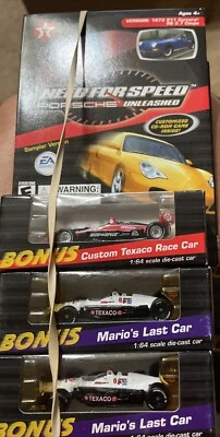 Need For Speed Porsche Unleashed Mario’s ,custom Texaco  Race Car 4 Cars 3 Pc - Image 1 of 2