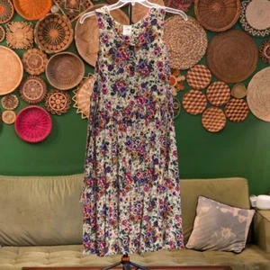 Vestido Pradera Floral Hecho a Mano con Bolsillos Botones Cerámicos Talla Pequeña/Mediana - Imagen 1 de 6