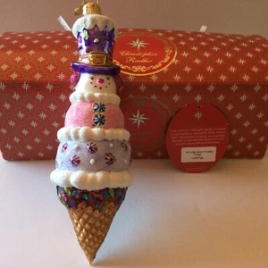 A Cold and Frosty Treat Cone Christmas Tree Ornament Christopher Radko - Picture 1 of 15