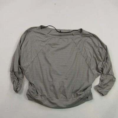 Prana Shirt Womens Medium Long Sleeve Button Front Gray Crew Neck Stretch - Image 1 of 4