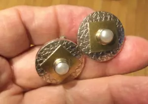 PENDIENTES DE PLATA ESTERLINA, 18K Y PERLAS FIRMADOS POR EL DISEÑADOR. NUEVO, NUNCA USADO, POR DEBAJO DEL COSTO! - Imagen 1 de 8