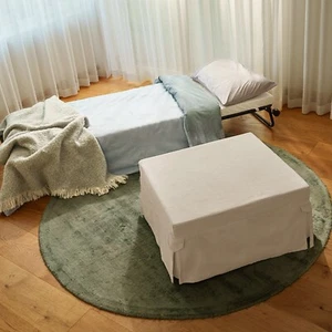 Folding Bed Guest Bed Sofa Ottoman w Slip Cover & Castors - Carrington Beige - Picture 1 of 10