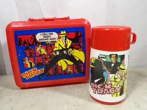 Vintage 1980er90er Dick Tracy Kunststoff Brotdose mit Flasche Disney Aladdin Brotdose - Bild 1 von 11