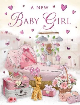 REGAL PUBLISHING A New Baby Girl Card. Picture Of Nursery. 19x13cm