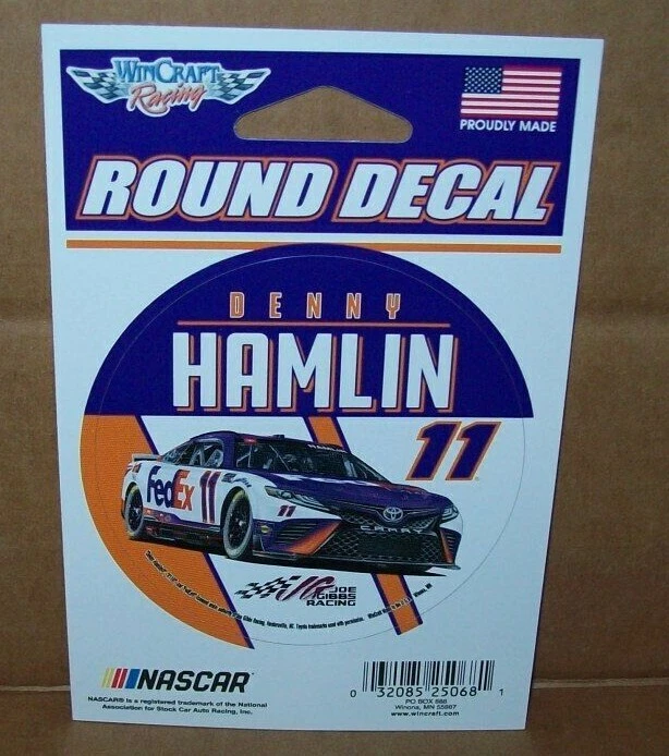 DENNY HAMLIN #11 FEDEX CAR 2022 WINCRAFT 3" CALCOMANÍA REDONDA PEGATINA Foto 1 de 1